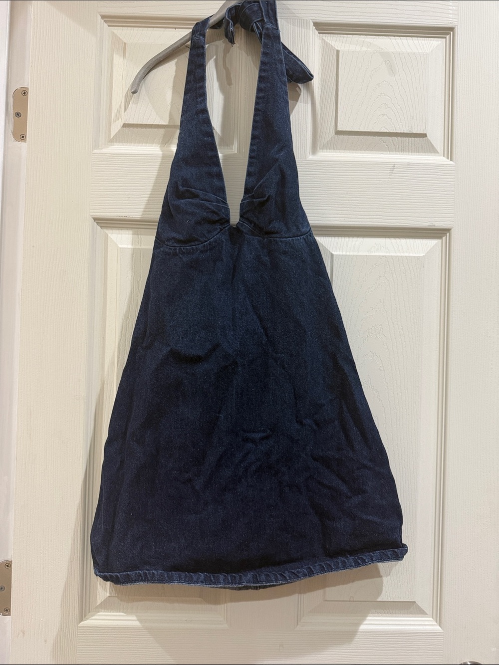 Free People Dark Blue Denim Halter Mini Dress